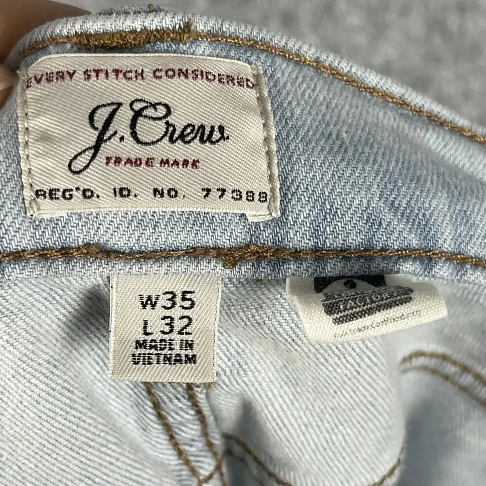 J. Crew 484 Slim Jeans Mens 35x32 Light‎ Wash Distressed Stretch Preppy Casual